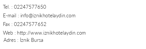 Otel Aydn telefon numaralar, faks, e-mail, posta adresi ve iletiim bilgileri